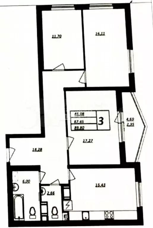 3-к. квартира, 90 м, 10/16 эт. - Фото 0