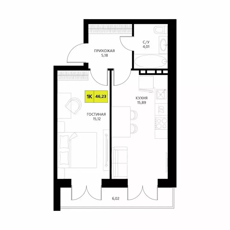 1-комнатная квартира: Республика Дагестан, Дербент (46.23 м) - Фото 1