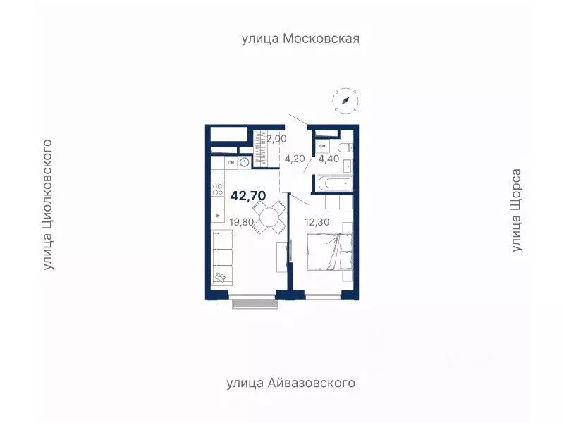 1-к кв. Свердловская область, Екатеринбург ул. Московская, 249/2 (42.7 ... - Фото 0