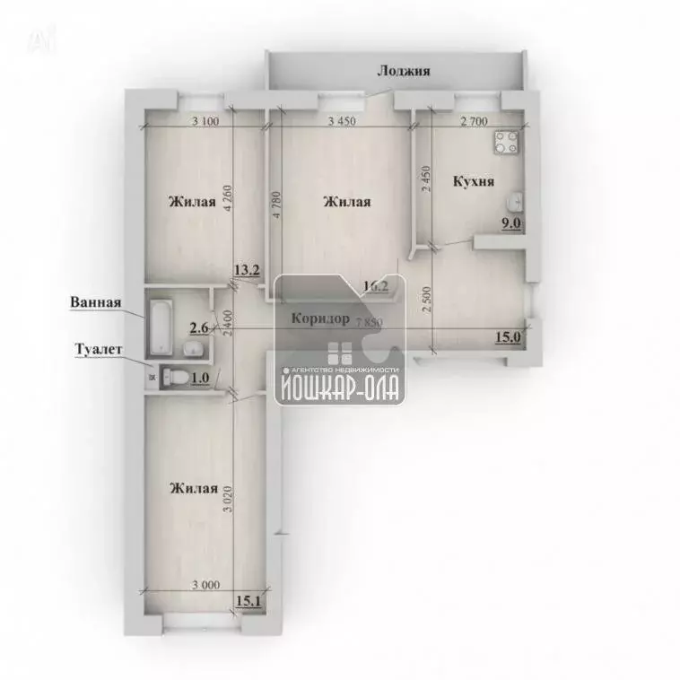3-комнатная квартира: Йошкар-Ола, улица Эшкинина, 22 (76.1 м) - Фото 2