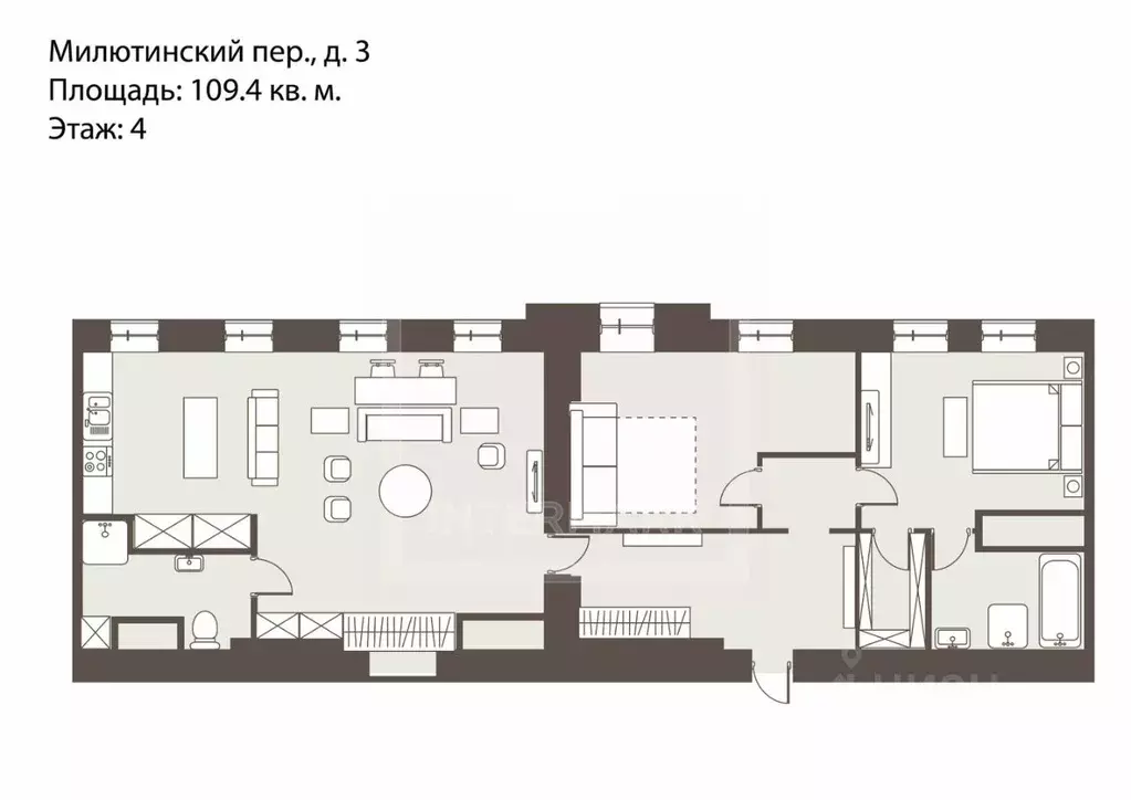 3-к кв. Москва Милютинский пер., 3 (110.0 м) - Фото 2