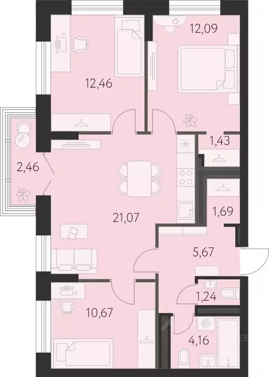 3-к кв. Свердловская область, Екатеринбург ул. Академика Ландау, 43 ... - Фото 1