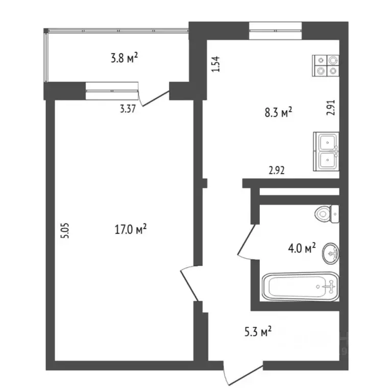 1-к кв. Тюменская область, Тюмень ул. Мельникайте, 125б (34.8 м) - Фото 2