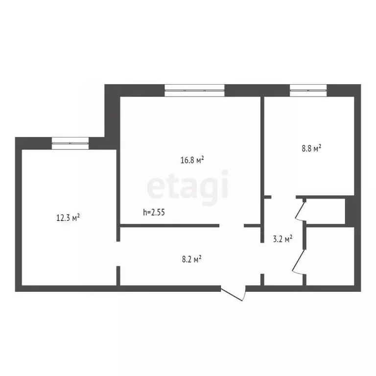 2-к кв. Красноярский край, Красноярск ул. Мужества, 20 (52.9 м) - Фото 2