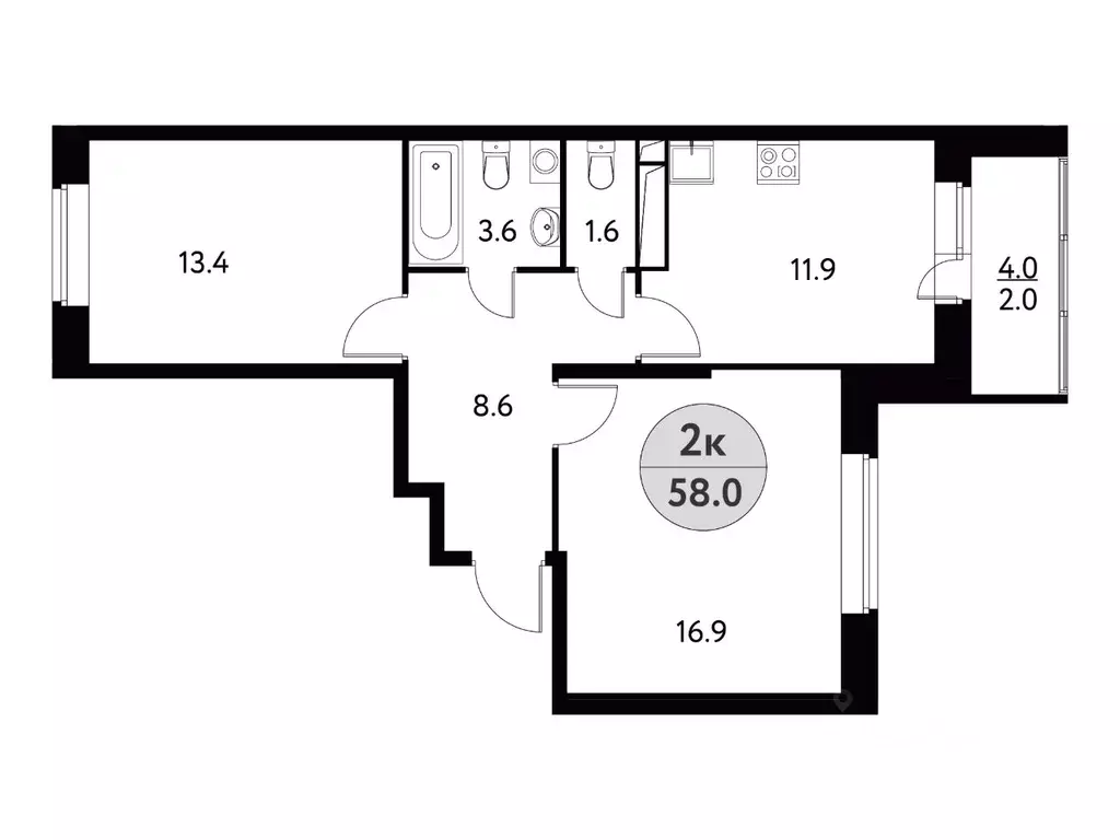 2-к кв. Московская область, Щелково ул. Механизаторов, 1А (58.0 м) - Фото 0