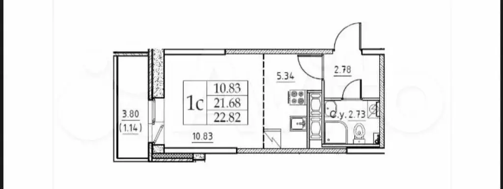 Квартира-студия, 25 м, 4/16 эт. - Фото 0