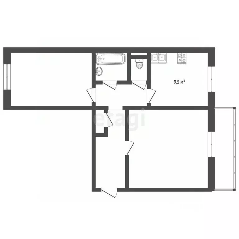 2-к кв. Хабаровский край, Ванино рп ул. Строителей, 3 (52.3 м) - Фото 2