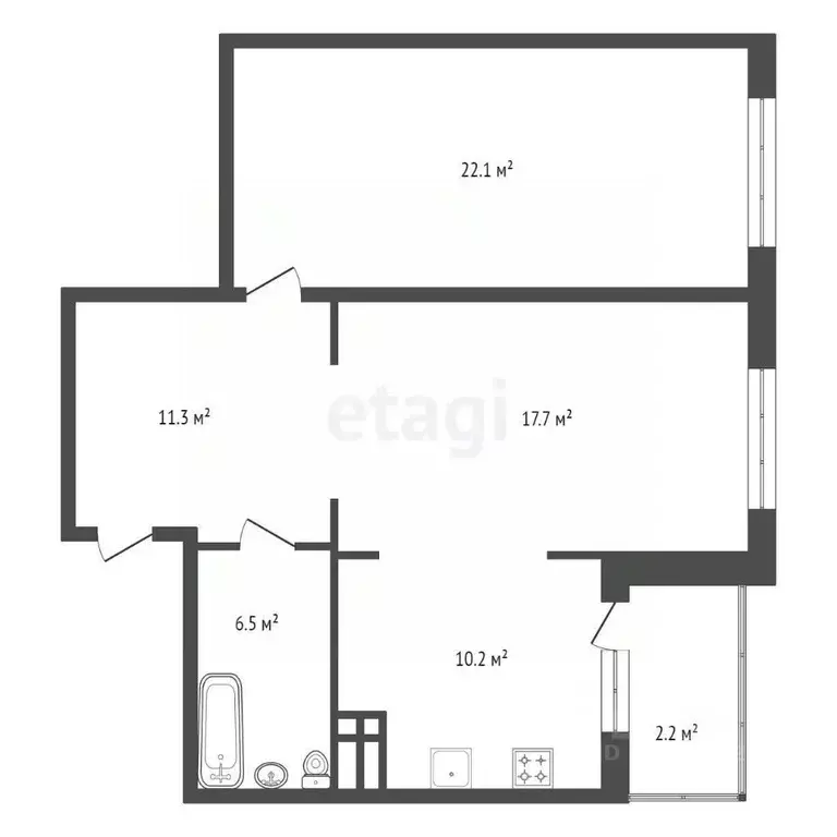 2-к кв. Красноярский край, Красноярск Взлетка мкр, ул. Батурина, 38 ... - Фото 2