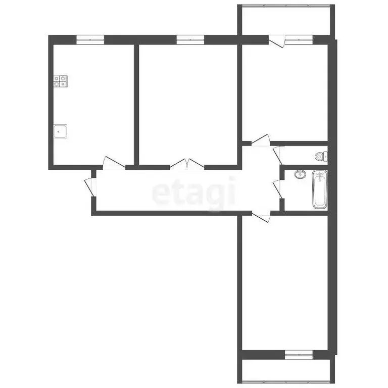 3-комнатная квартира: Кимовск, Октябрьская улица, 40 (55.2 м) - Фото 1
