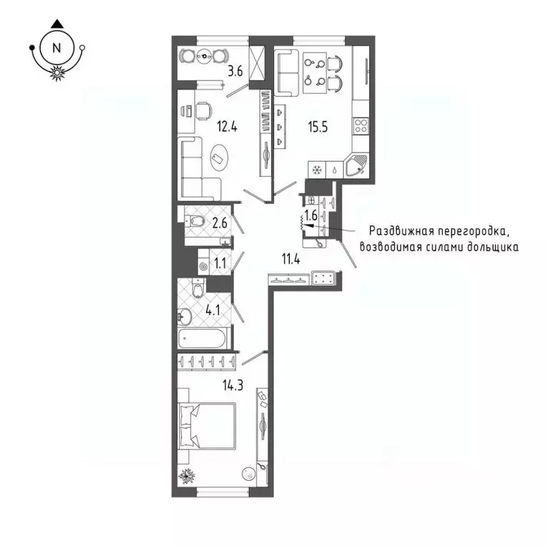 2-к кв. Санкт-Петербург бул. Измайловский, 9 (64.6 м) - Фото 0