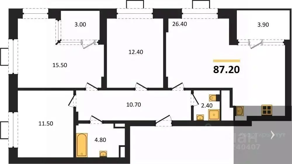 3-к кв. Воронежская область, Воронеж Ключи мкр, Ключи-клаб жилой ... - Фото 1