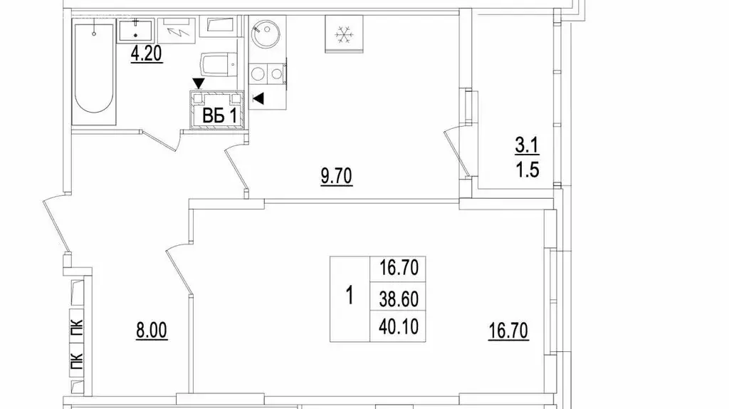 1-комнатная квартира: Москва, улица Вешних Вод, 70к3 (40.1 м) - Фото 1