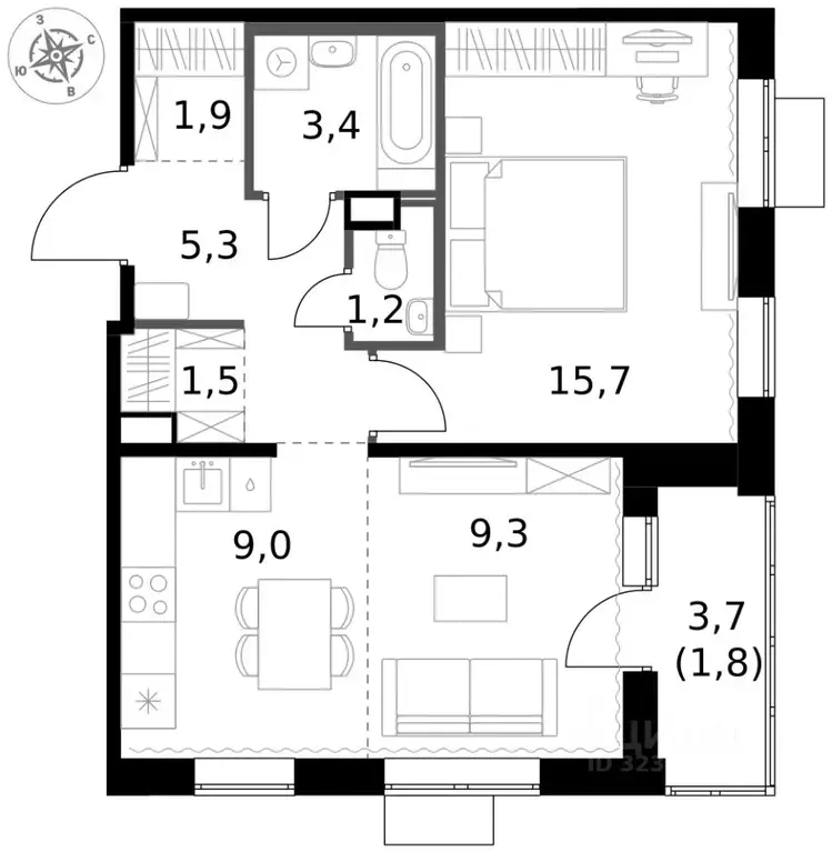 2-к кв. Московская область, Химки Клязьма-Старбеево мкр, Международный ... - Фото 2