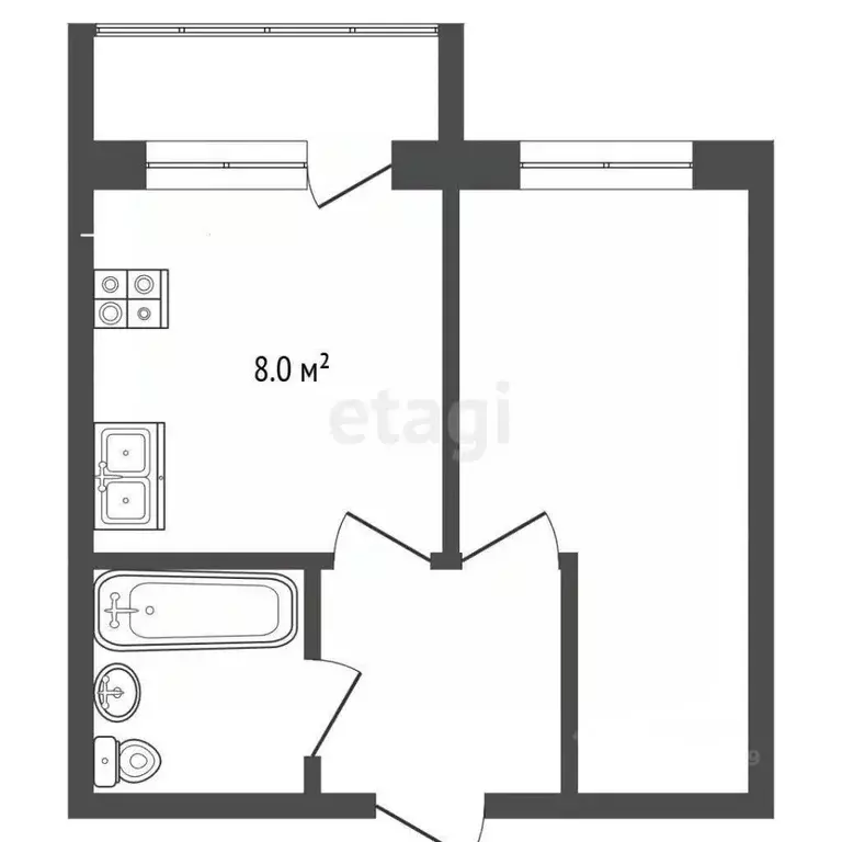 1-к кв. Тамбовская область, Тамбов проезд Запрудный, 6 (36.1 м) - Фото 2