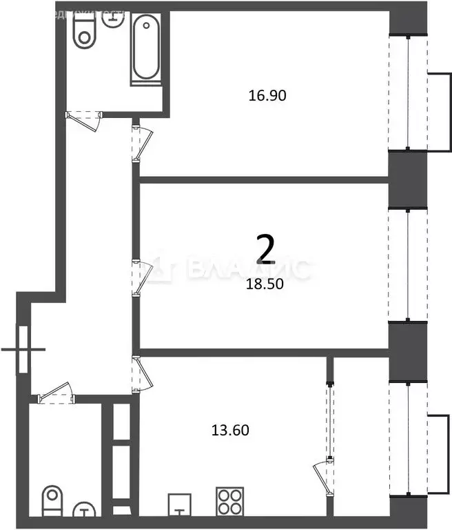 2-комнатная квартира: Москва, Клинская улица, 2А (66.6 м) - Фото 1