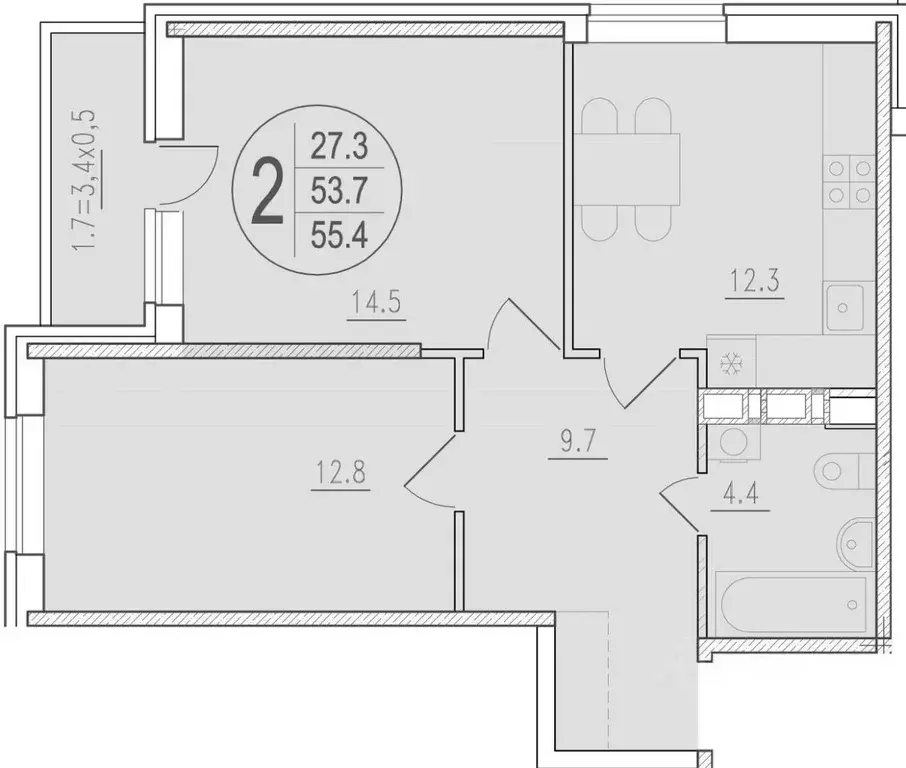 2-к кв. Ростовская область, Батайск ул. Половинко, 280Б (58.0 м) - Фото 1