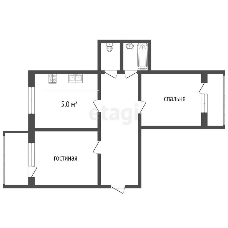 Квартира, 2 комнаты, 47.3 м - Фото 0