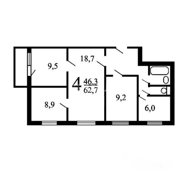 4-к кв. Москва Литовский бул., 46К2 (63.3 м) - Фото 2