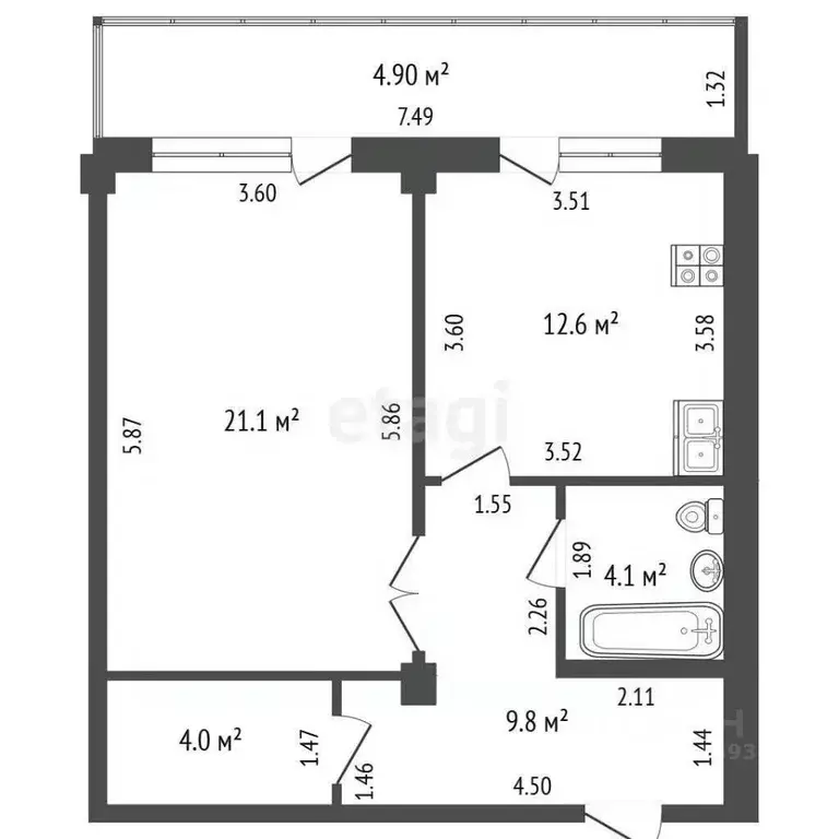 1-к кв. Чувашия, Чебоксары просп. Максима Горького, 30к1 (51.6 м) - Фото 1
