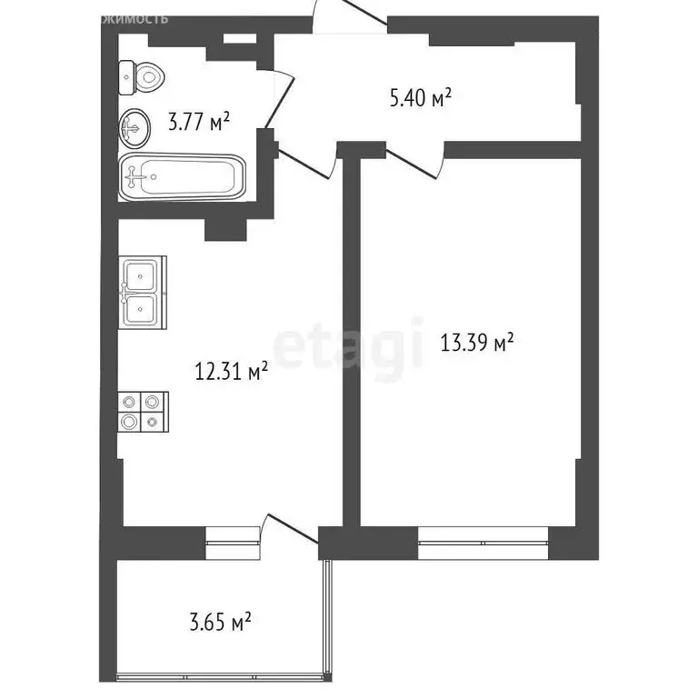 1-комнатная квартира: Ростов-на-Дону, Магнитогорская улица, 2 (41 м) - Фото 0