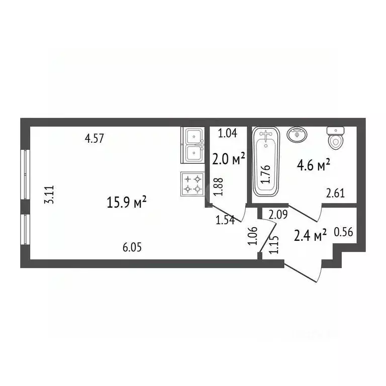 Студия Санкт-Петербург просп. Маршала Блюхера, 11к3 (24.9 м) - Фото 2