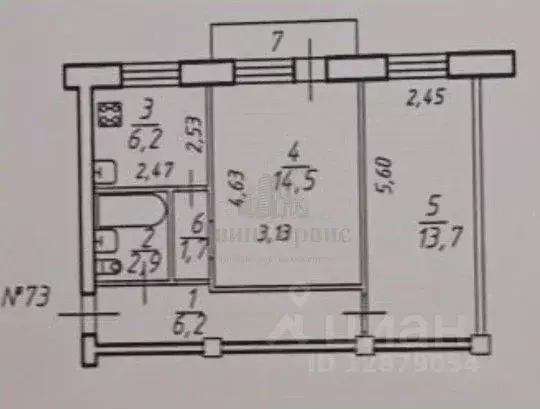 2-к кв. Тульская область, Тула ул. Седова, 35 (45.2 м) - Фото 1