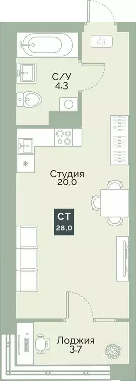 Квартира-студия: Курган, жилой район Заозёрный, микрорайон 6А, улица ... - Фото 1