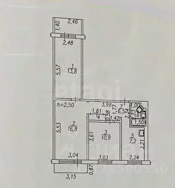 3-к кв. Кемеровская область, Новокузнецк ул. Кирова, 97 (60.0 м) - Фото 2