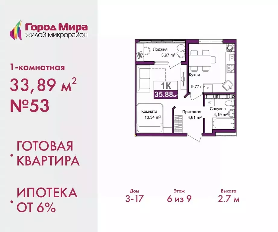 1-к кв. Крым, Симферополь ул. Батурина, 145 (33.89 м) - Фото 0