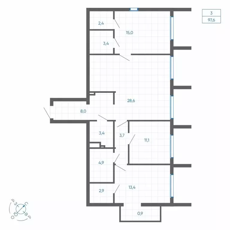 3-комнатная квартира: Екатеринбург, улица Вильгельма де Геннина, 59 ... - Фото 1