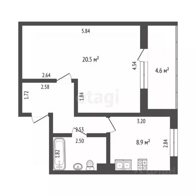 1-к кв. Тюменская область, Тюмень Солнечный проезд, 22 (40.6 м) - Фото 2