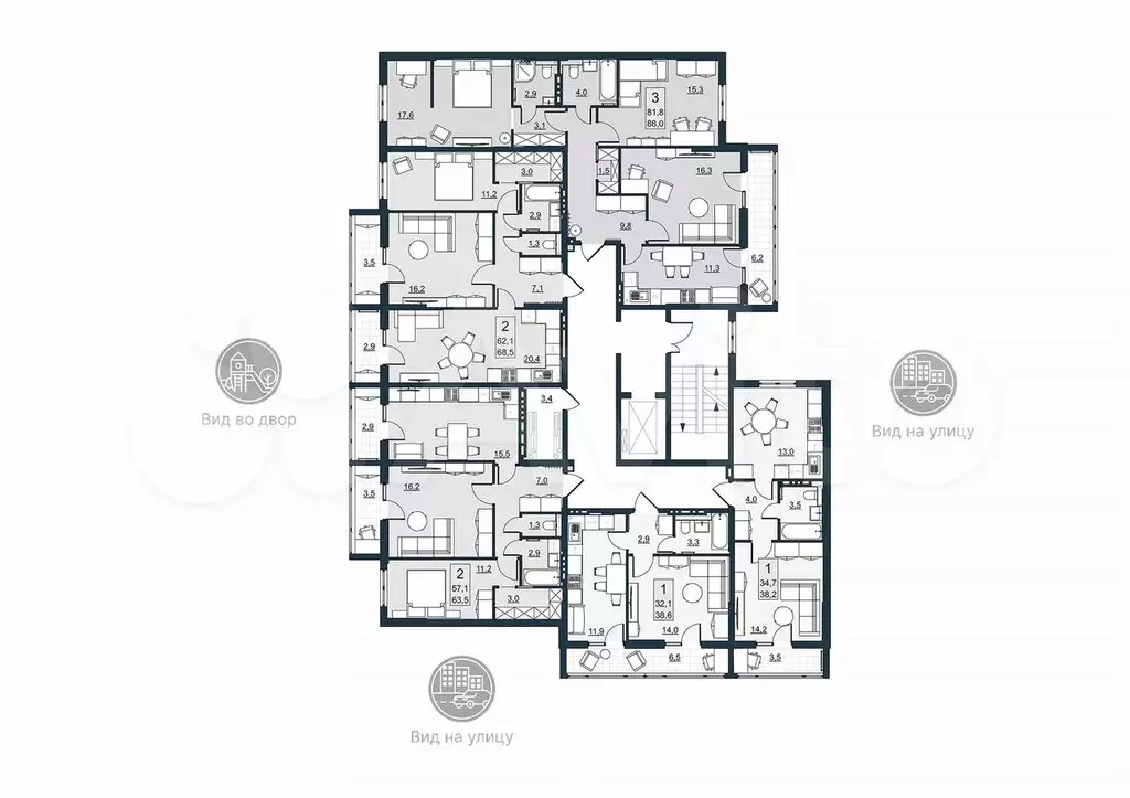 1-к. квартира, 32,1 м, 5/10 эт. - Фото 1