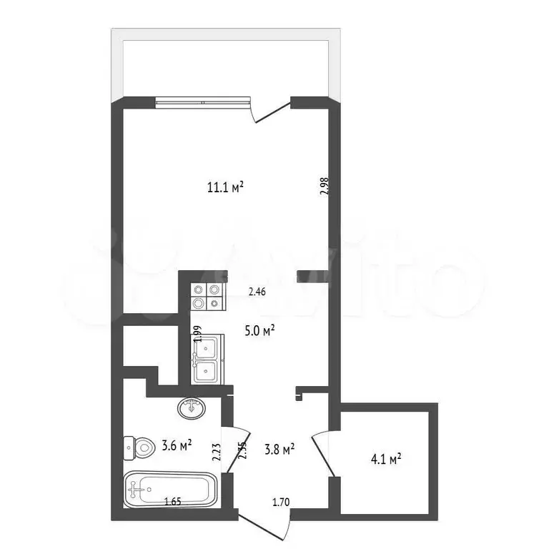 Квартира-студия, 27 м, 1/10 эт. - Фото 0