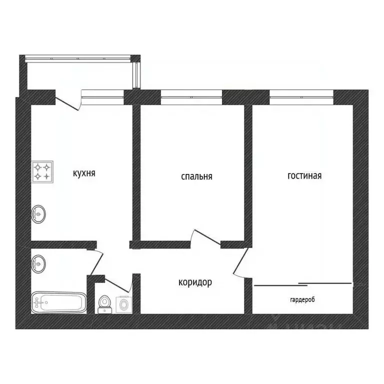 2-к кв. Смоленская область, Смоленск ул. Попова, 113 (55.8 м) - Фото 1