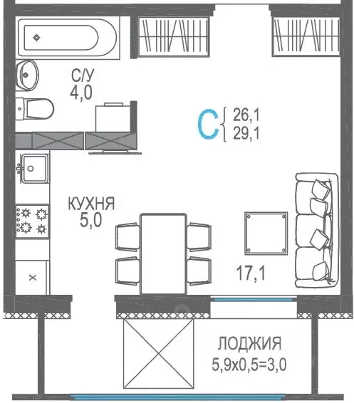 Студия Крым, Евпатория просп. Ленина, 66Б (31.9 м) - Фото 0