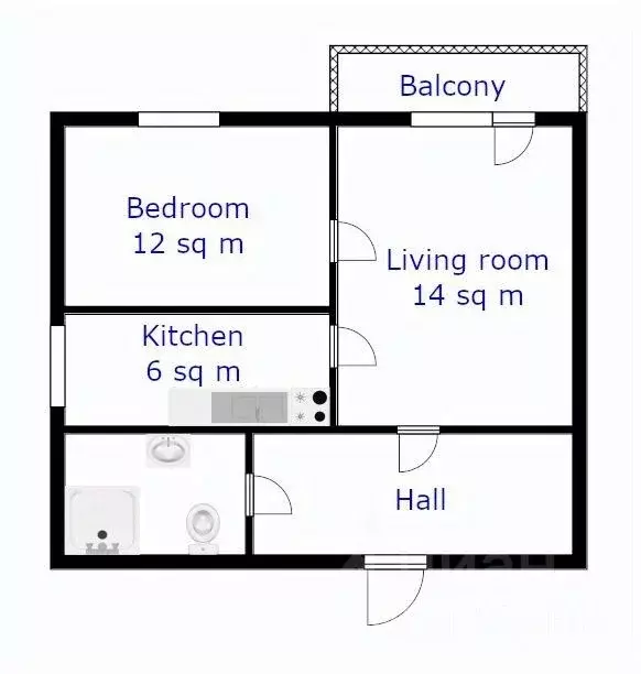 2-к кв. Москва Грузинский пер., 16 (37.0 м) - Фото 1