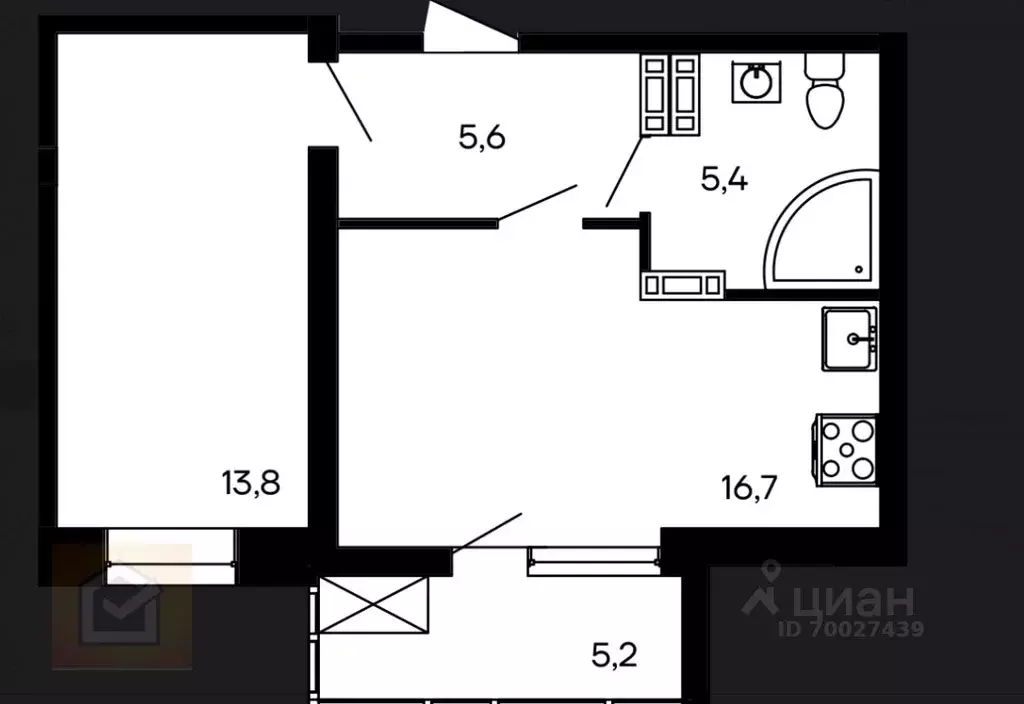 1-к кв. Севастополь ул. Токарева, 18Дк3 (46.7 м) - Фото 0