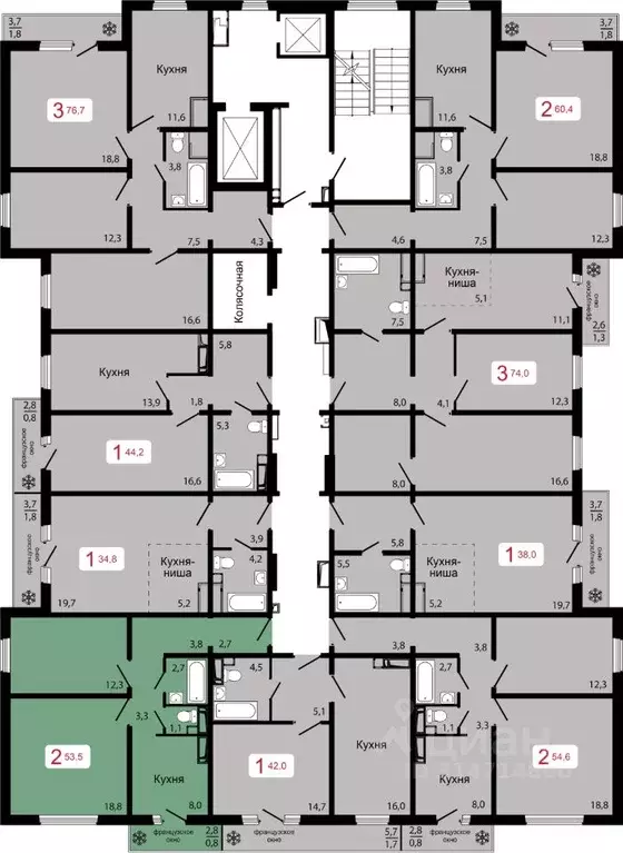 2-к кв. Красноярский край, Красноярск ул. Калинина (53.5 м) - Фото 2