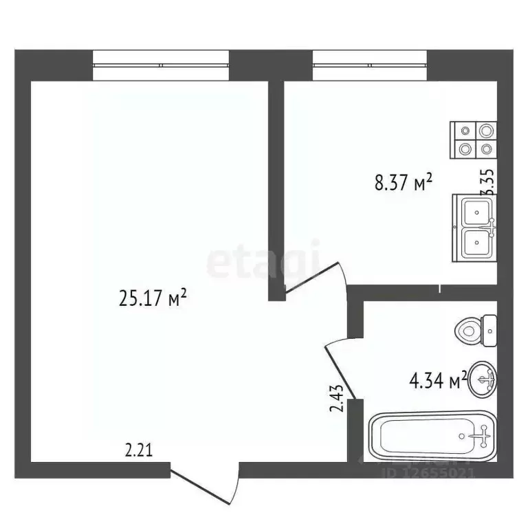 1-к кв. Костромская область, Кострома ул. 8 Марта, 53 (38.88 м) - Фото 1