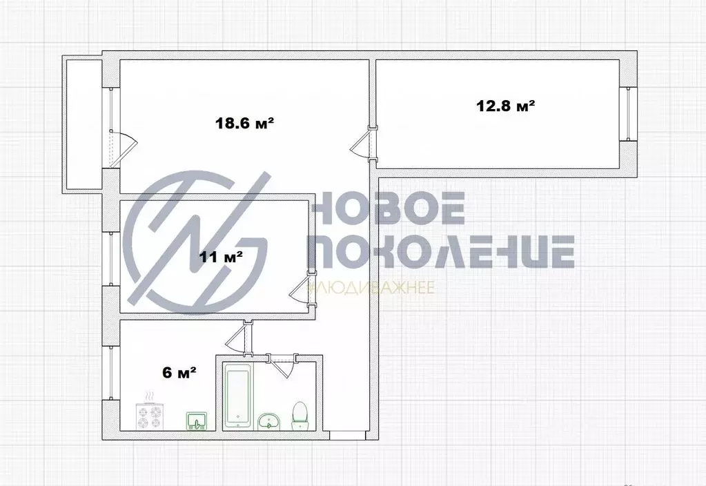 3-к кв. Омская область, Омск ул. 5-я Кордная, 55 (58.7 м) - Фото 1