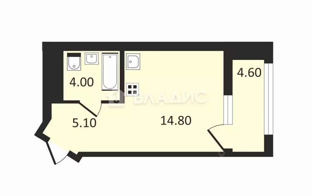 Студия Санкт-Петербург просп. Энергетиков, 2к1 (26.2 м) - Фото 1