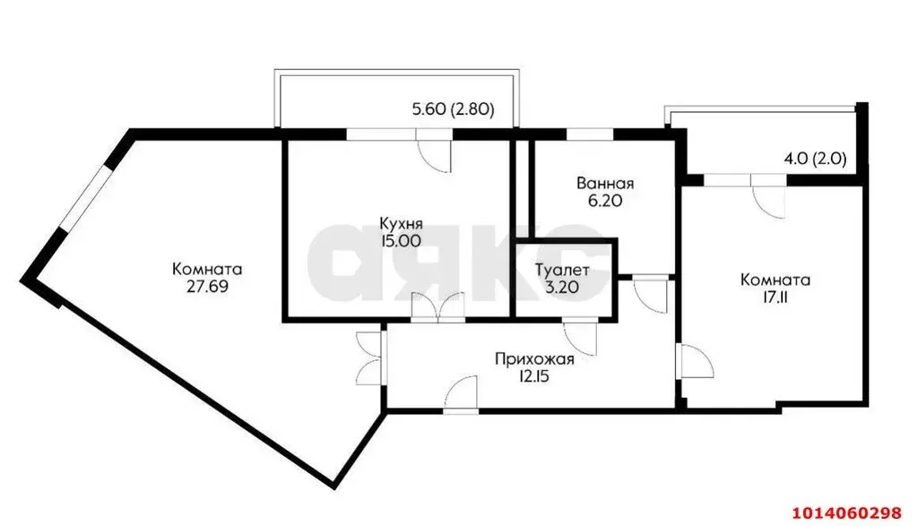 2-комнатная квартира: Краснодар, улица имени Дзержинского, 95 (90 м) - Фото 0