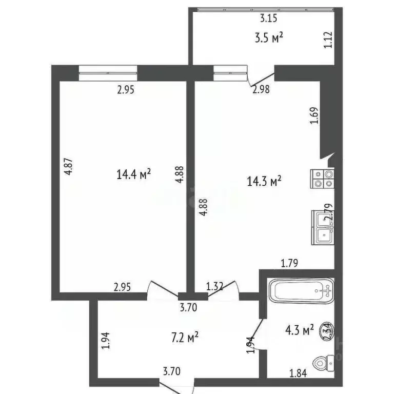 1-к кв. Костромская область, Кострома ул. Валентины Плетневой, 5 (41.9 ... - Фото 1
