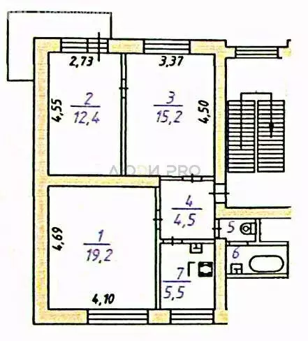 3-комнатная квартира: Ярославль, проспект Ленина, 19 (60.2 м) - Фото 1