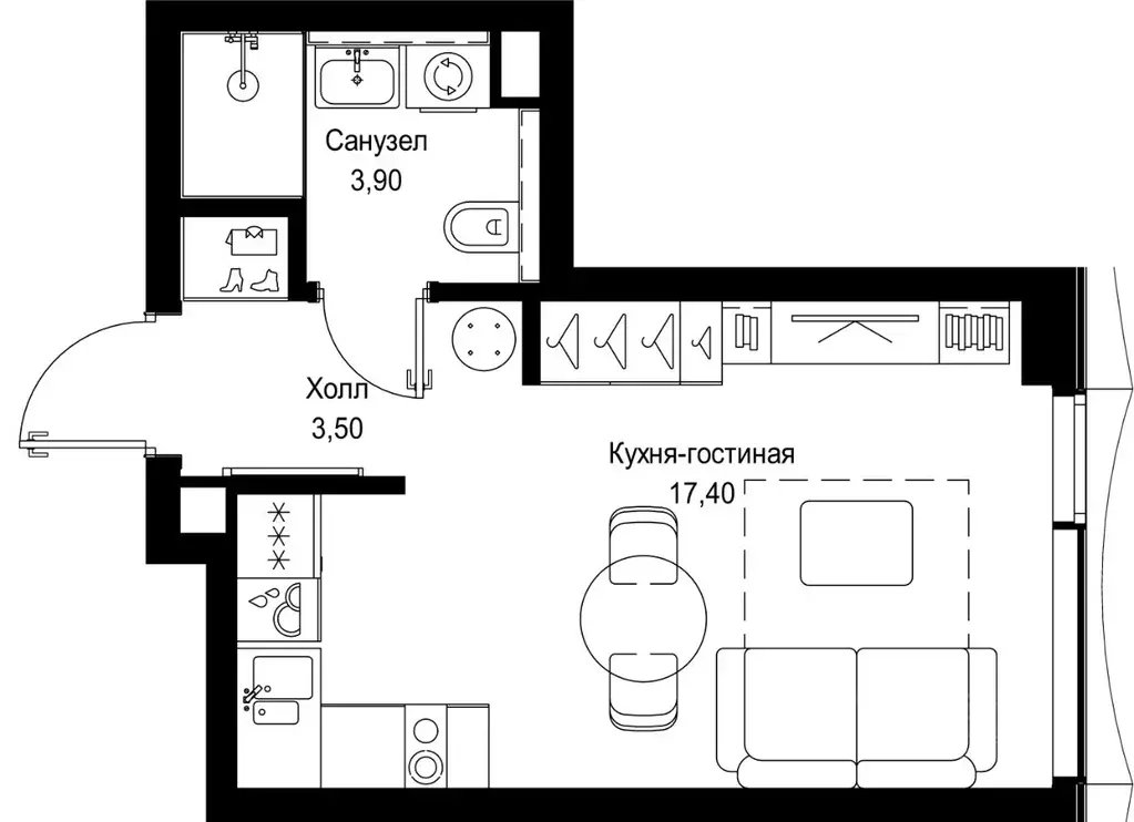 Студия Москва Парус кв-л, Ситизен жилой комплекс (24.8 м) - Фото 1