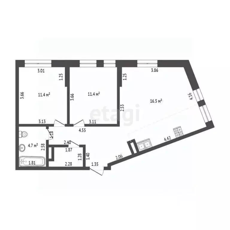 2-к кв. Тюменская область, Тюмень ул. Первооткрывателей, 8 (60.7 м) - Фото 2