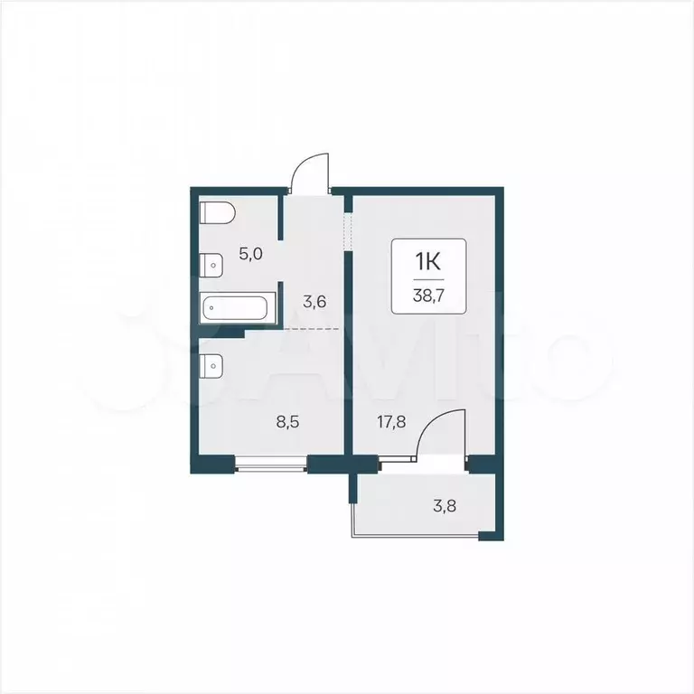 1-к. квартира, 38,7 м, 13/18 эт. - Фото 0