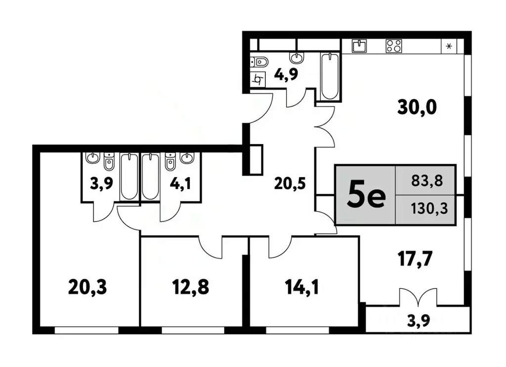 5-к кв. Москва Фестивальная ул., 15к6 (130.3 м) - Фото 0