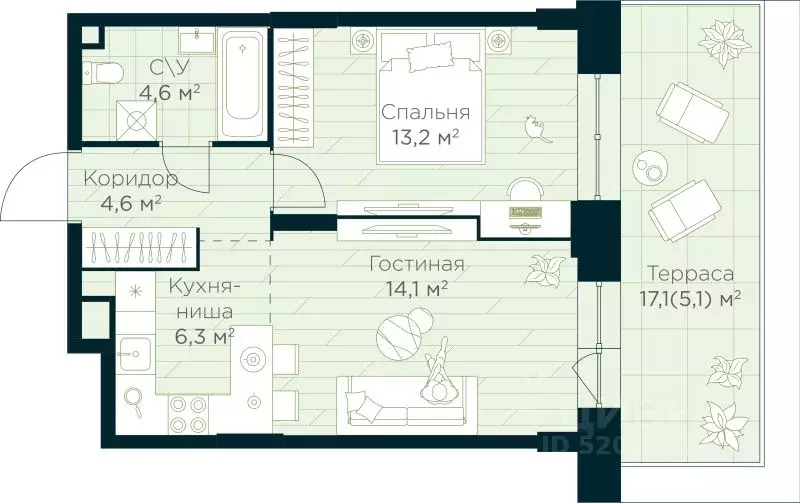 1-к кв. Башкортостан, Уфа Глумилино жилрайон, Урман Сити жилой ... - Фото 0