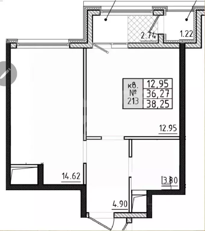 1-к кв. Крым, Симферополь ул. Грибоедова, 7 (38.2 м) - Фото 2